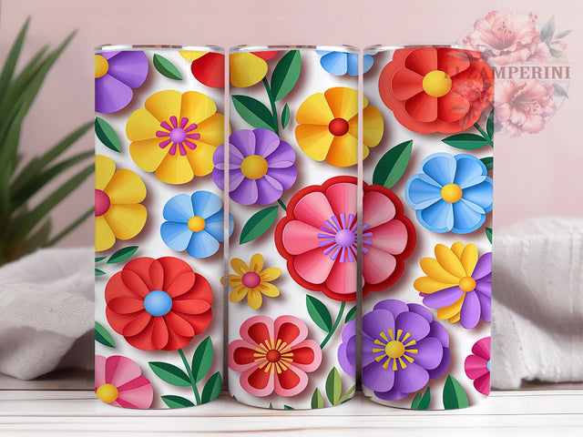 Boho Wildflower Floral Tumbler, Boho Flower Pattern, Colorful Floral Design, 20Oz Sublimation Wrap, Rustic Flower Art, Wild Bloom Texture, Tumbler Sublimation Sublimation Li Zamperini 