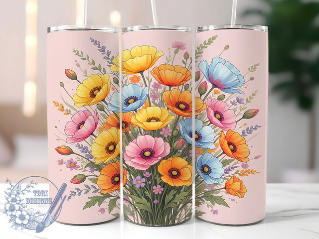 Boho Wildflower Floral Tumbler, Floral Boho Tumbler, Stylish 20oz Wrap, Sublimation Design, Trendy Gift Idea, Rustic Boho Wrap, Botanical Wildflower Tumbler Sublimation ToriDesigns 