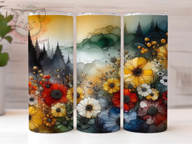 Boho Wildflower Hiking Tumbler, Hiking Outdoors Tumbler, Pacific Northwest Wrap, Rustic Coast Wrap, Whimsical Wildflower Wrap, Sublimation Design, Trendy Gift Idea Sublimation Lara' s Designs 