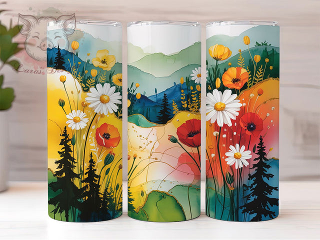Boho Wildflower Hiking Tumbler, Hiking Outdoors Tumbler, Pacific Northwest Wrap, Rustic Coast Wrap, Whimsical Wildflower Wrap, Sublimation Design, Trendy Gift Idea Sublimation Lara' s Designs 