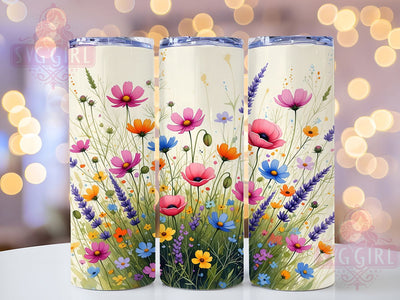 Boho Wildflower Watercolor Tumbler, Watercolor Floral Sublimation, 20oz Skinny Tumbler Design, Boho Flower Wrap, Botanical Tumbler PNG, Spring Floral Wrap Design, Nature Lover Tumbler Sublimation SvggirlplusArt 