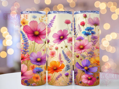 Boho Wildflower Watercolor Tumbler, Watercolor Floral Sublimation, 20oz Skinny Tumbler Design, Boho Flower Wrap, Botanical Tumbler PNG, Spring Floral Wrap Design, Nature Lover Tumbler Sublimation SvggirlplusArt 