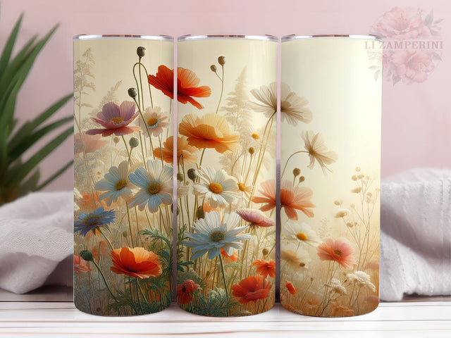 Boho Wildflowers 20oz Tumbler Wrap PNG, Wildflowers Tumbler Png, Straight & Tapered Tumbler Wrap, Instant Digital Download Sublimation Li Zamperini 