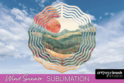 Boho Wind Spinner - Minimalist Landscape Spinner Sublimation Sublimation OrangeBrushStudio 