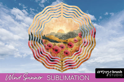 Boho Wind Spinner - Minimalist Landscape Spinner Sublimation Sublimation OrangeBrushStudio 