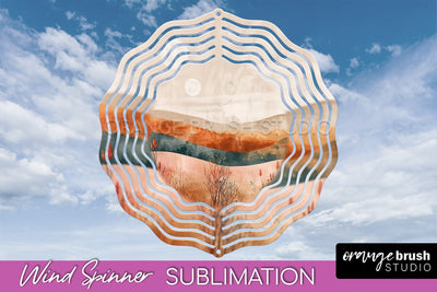Boho Wind Spinner - Minimalist Landscape Spinner Sublimation Sublimation OrangeBrushStudio 