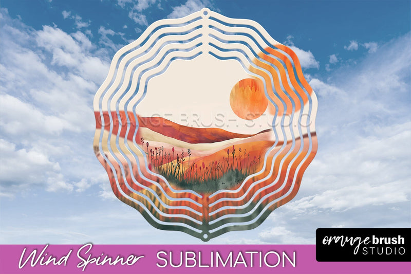 Boho Wind Spinner - Minimalist Landscape Spinner Sublimation Sublimation OrangeBrushStudio 