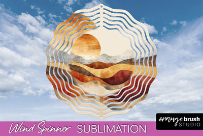 Boho Wind Spinner - Minimalist Landscape Spinner Sublimation Sublimation OrangeBrushStudio 