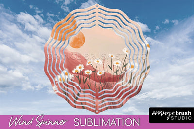 Boho Wind Spinner - Minimalist Landscape Spinner Sublimation Sublimation OrangeBrushStudio 