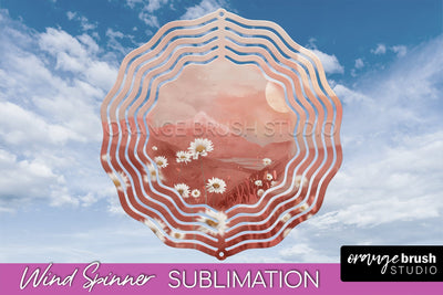 Boho Wind Spinner - Minimalist Landscape Spinner Sublimation Sublimation OrangeBrushStudio 