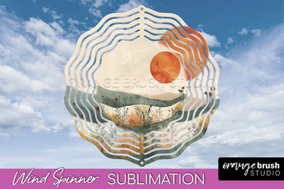 Boho Wind Spinner - Minimalist Landscape Spinner Sublimation Sublimation OrangeBrushStudio 