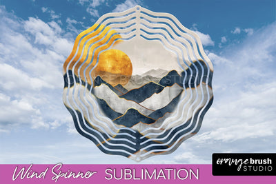 Boho Wind Spinner - Minimalist Landscape Spinner Sublimation Sublimation OrangeBrushStudio 