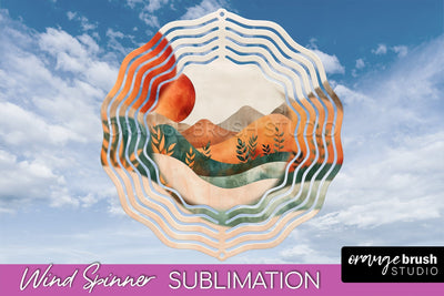 Boho Wind Spinner - Minimalist Landscape Spinner Sublimation Sublimation OrangeBrushStudio 