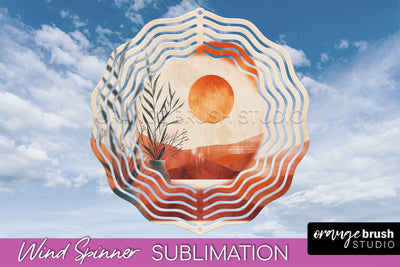 Boho Wind Spinner - Minimalist Landscape Spinner Sublimation Sublimation OrangeBrushStudio 