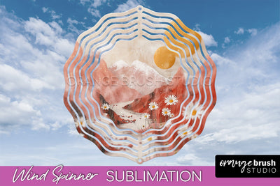 Boho Wind Spinner - Minimalist Landscape Spinner Sublimation Sublimation OrangeBrushStudio 