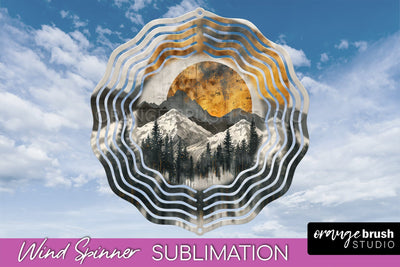 Boho Wind Spinner - Minimalist Landscape Spinner Sublimation Sublimation OrangeBrushStudio 
