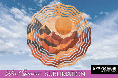 Boho Wind Spinner - Minimalist Landscape Spinner Sublimation Sublimation OrangeBrushStudio 