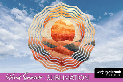 Boho Wind Spinner - Minimalist Landscape Spinner Sublimation Sublimation OrangeBrushStudio 