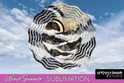 Boho Wind Spinner - Minimalist Landscape Spinner Sublimation Sublimation OrangeBrushStudio 