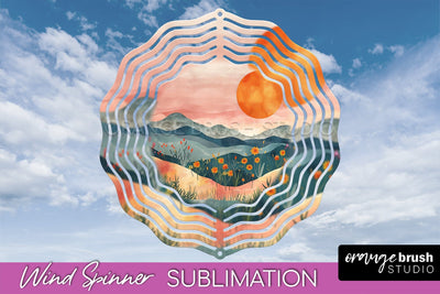 Boho Wind Spinner - Minimalist Landscape Spinner Sublimation Sublimation OrangeBrushStudio 