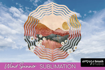 Boho Wind Spinner - Minimalist Landscape Spinner Sublimation Sublimation OrangeBrushStudio 