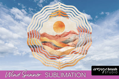 Boho Wind Spinner - Minimalist Landscape Spinner Sublimation Sublimation OrangeBrushStudio 