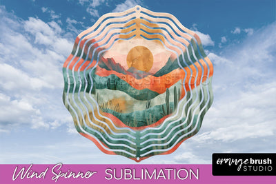 Boho Wind Spinner - Minimalist Landscape Spinner Sublimation Sublimation OrangeBrushStudio 