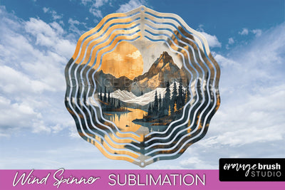 Boho Wind Spinner - Minimalist Landscape Spinner Sublimation Sublimation OrangeBrushStudio 