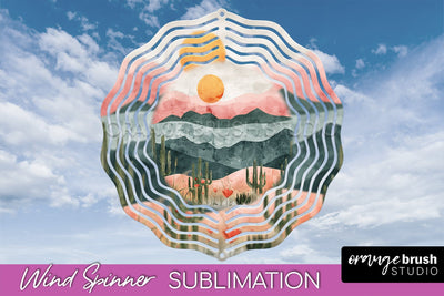 Boho Wind Spinner - Minimalist Landscape Spinner Sublimation Sublimation OrangeBrushStudio 