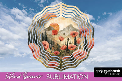 Boho Wind Spinner - Minimalist Landscape Spinner Sublimation Sublimation OrangeBrushStudio 