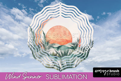 Boho Wind Spinner - Minimalist Landscape Spinner Sublimation Sublimation OrangeBrushStudio 