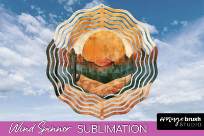 Boho Wind Spinner - Minimalist Landscape Spinner Sublimation Sublimation OrangeBrushStudio 