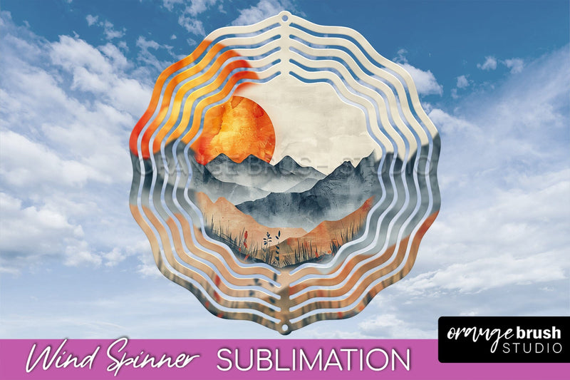Boho Wind Spinner - Minimalist Landscape Spinner Sublimation Sublimation OrangeBrushStudio 