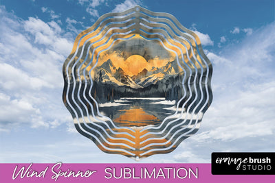 Boho Wind Spinner - Minimalist Landscape Spinner Sublimation Sublimation OrangeBrushStudio 