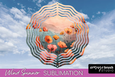 Boho Wind Spinner - Minimalist Landscape Spinner Sublimation Sublimation OrangeBrushStudio 