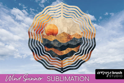 Boho Wind Spinner - Minimalist Landscape Spinner Sublimation Sublimation OrangeBrushStudio 