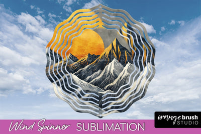Boho Wind Spinner - Minimalist Landscape Spinner Sublimation Sublimation OrangeBrushStudio 