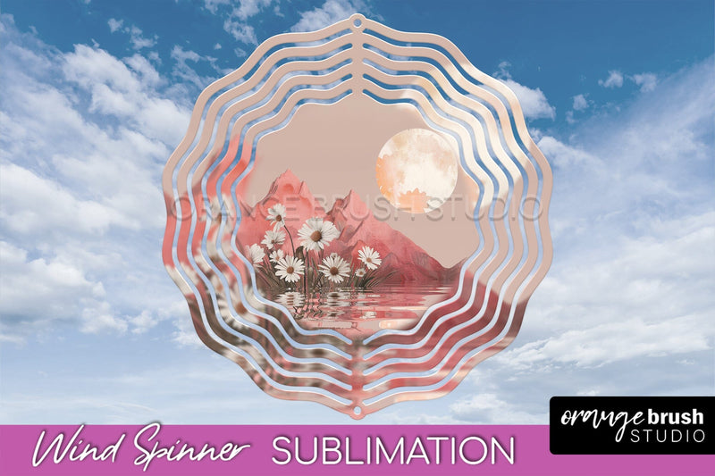 Boho Wind Spinner - Minimalist Landscape Spinner Sublimation Sublimation OrangeBrushStudio 