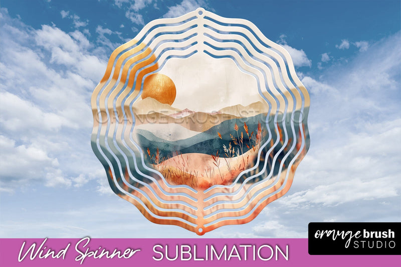 Boho Wind Spinner - Minimalist Landscape Spinner Sublimation Sublimation OrangeBrushStudio 