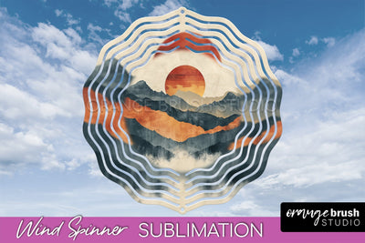 Boho Wind Spinner - Minimalist Landscape Spinner Sublimation Sublimation OrangeBrushStudio 