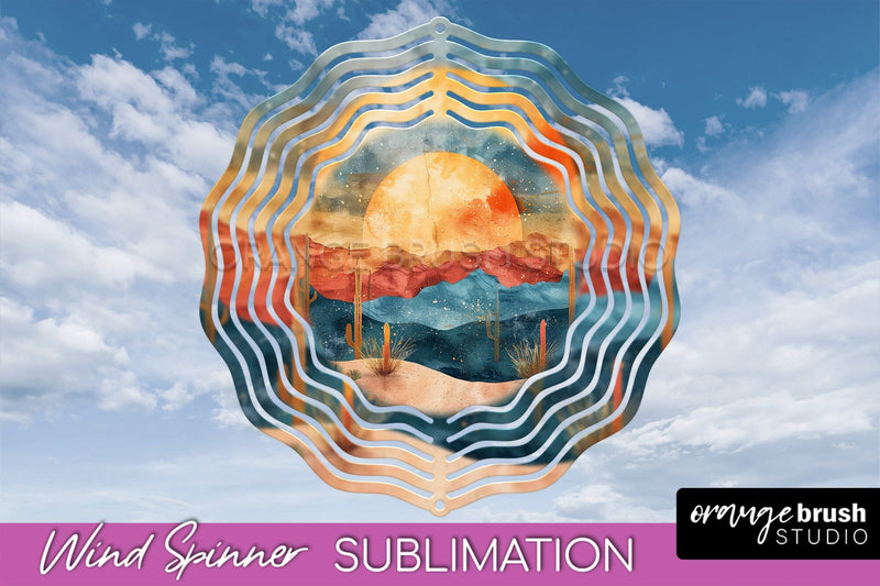 Boho Wind Spinner - Minimalist Landscape Spinner Sublimation Sublimation OrangeBrushStudio 