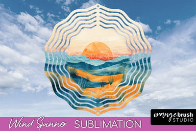 Boho Wind Spinner - Minimalist Landscape Spinner Sublimation Sublimation OrangeBrushStudio 