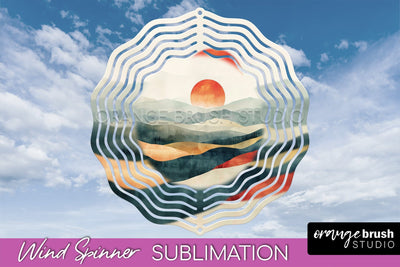 Boho Wind Spinner - Minimalist Landscape Spinner Sublimation Sublimation OrangeBrushStudio 