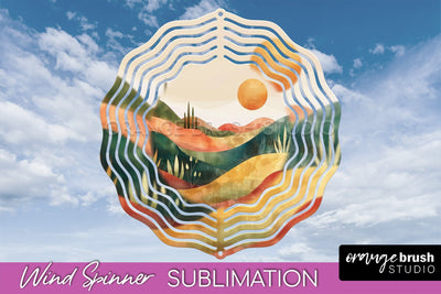 Boho Wind Spinner - Minimalist Landscape Spinner Sublimation Sublimation OrangeBrushStudio 
