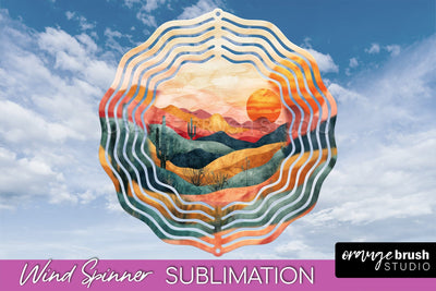 Boho Wind Spinner - Minimalist Landscape Spinner Sublimation Sublimation OrangeBrushStudio 
