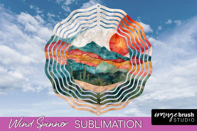 Boho Wind Spinner - Minimalist Landscape Spinner Sublimation Sublimation OrangeBrushStudio 