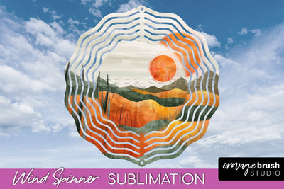 Boho Wind Spinner - Minimalist Landscape Spinner Sublimation Sublimation OrangeBrushStudio 