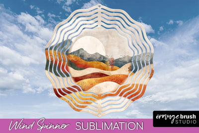 Boho Wind Spinner - Minimalist Landscape Spinner Sublimation Sublimation OrangeBrushStudio 