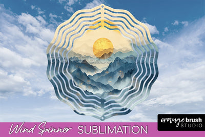 Boho Wind Spinner - Minimalist Landscape Spinner Sublimation Sublimation OrangeBrushStudio 
