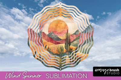 Boho Wind Spinner - Minimalist Landscape Spinner Sublimation Sublimation OrangeBrushStudio 